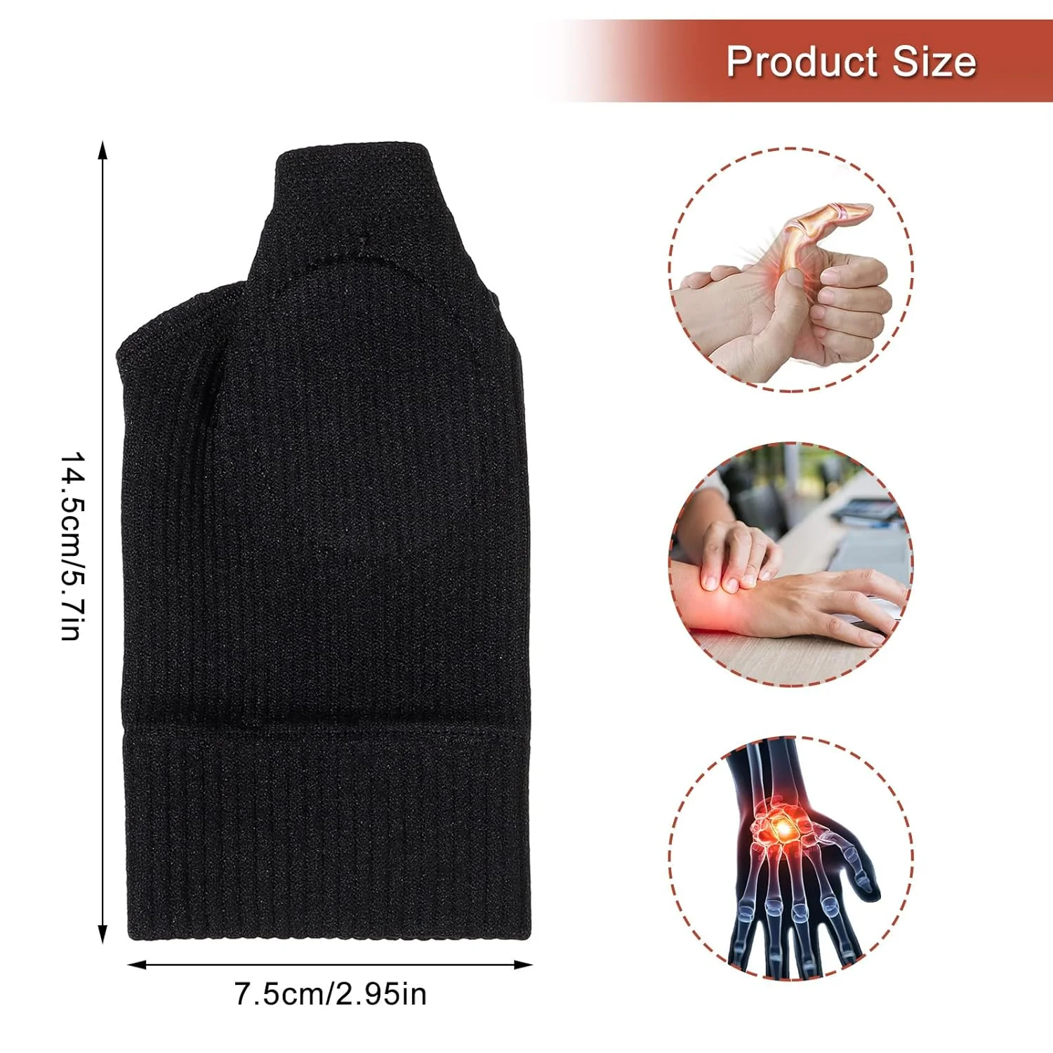 داکیتیری 2 جفت مچ بند ژله ای دست با محافظ شست، مچ بند و محافظ شست برای آرتروز، درد مفاصل، دستکش فشاری برای استفاده روزانه ورزشی، تسکین درد تاندونیت (مشکی + بژ)