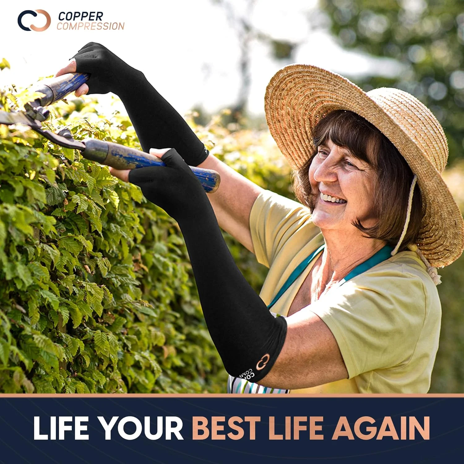 دستکش های بلند مسی فشرده برای آرتروز - دستکش بلند مسی برای زنان و مردان. بهترین برای تونل کارپال، تایپ کامپیوتر، RSI، پشتیبانی از دست ها، مچ دست و بازوها - 1 جفت