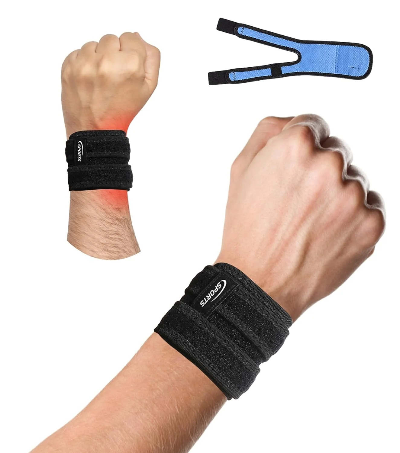 دو عدد مچ بند فشاری، مچ بند برای پارگی TFCC، مچ بند برای تاندونیت، آرتریت تونل کارپال، تسکین درد، مچ بند قابل تنظیم برای ورزش، تناسب اندام، تمرین، وزنه برداری