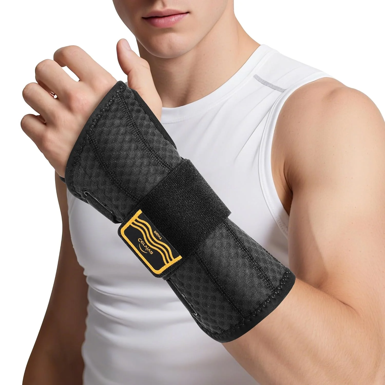 مچ بند طبی کارپال تونل Cerviva برای زنان و مردان، آتل فلزی مچ دست برای تسکین درد تاندونیت، آرتروز، رگ به رگ شدن، مناسب دست چپ یا راست برای کار، مچ بند سفت و سخت برای خواب، مشکی