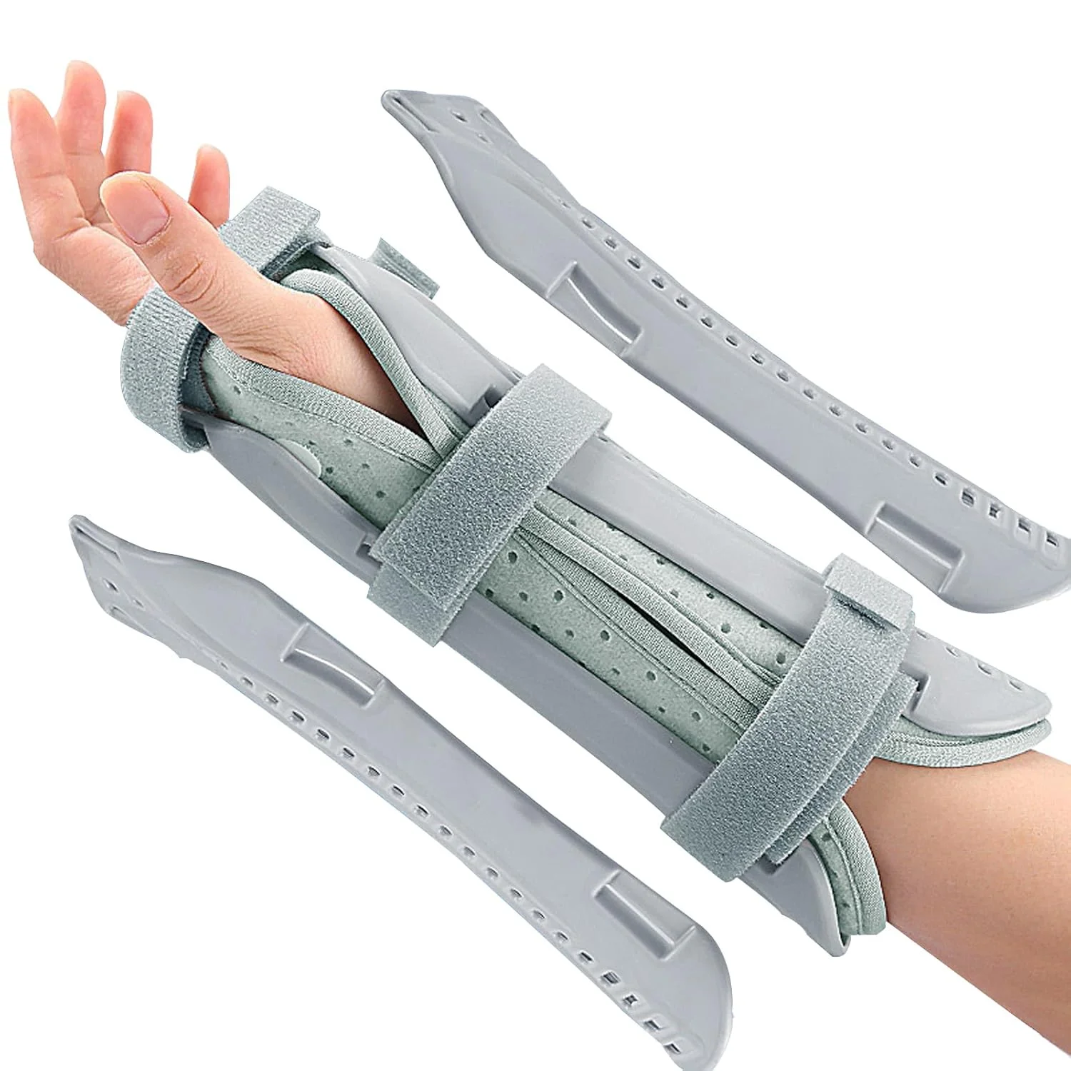 Clobeau Forearm & Wrist Support Brace Splint, Breathable Forearm Immobilizer Brace for Carpal Tunnel, Upgraded with Double Splint, Great for Sprain, Sports Injuries (Right)