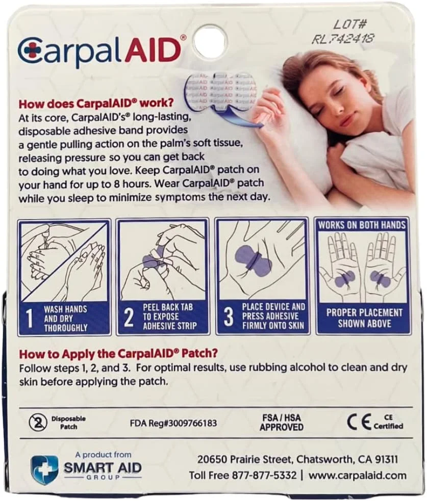 تسکین دهنده سندروم تونل کارپال CarpalAid - پشتیبانی خود چسب برای تسکین درد (بزرگ 10 عددی)