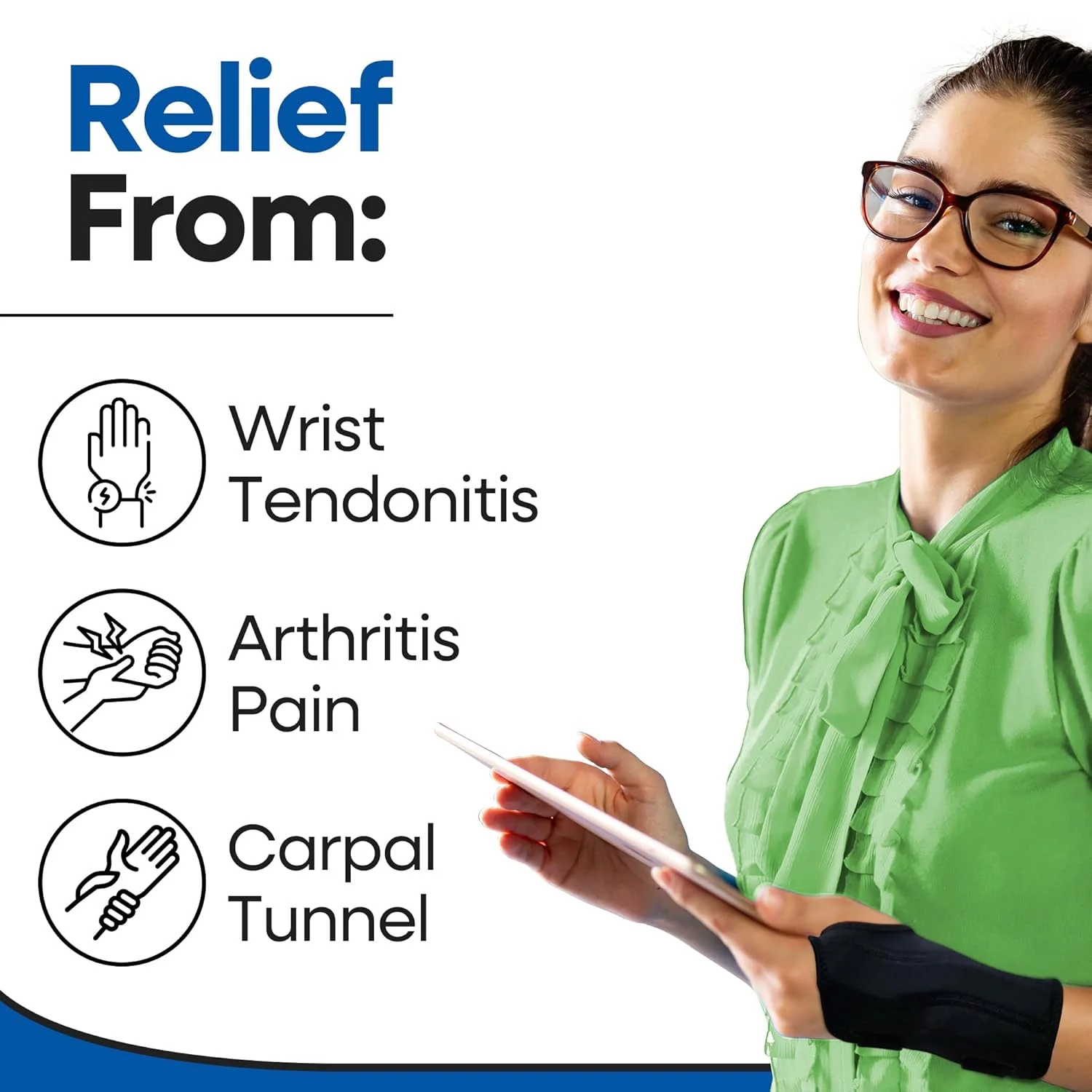 Carpal Tunnel Wrist Brace Night Support - Wrist Splint Arm Stabilizer & Hand Brace for Carpal Tunnel Syndrome Pain Relief with Compression Sleeve for Forearm or Wrist Tendonitis Pain (Left)