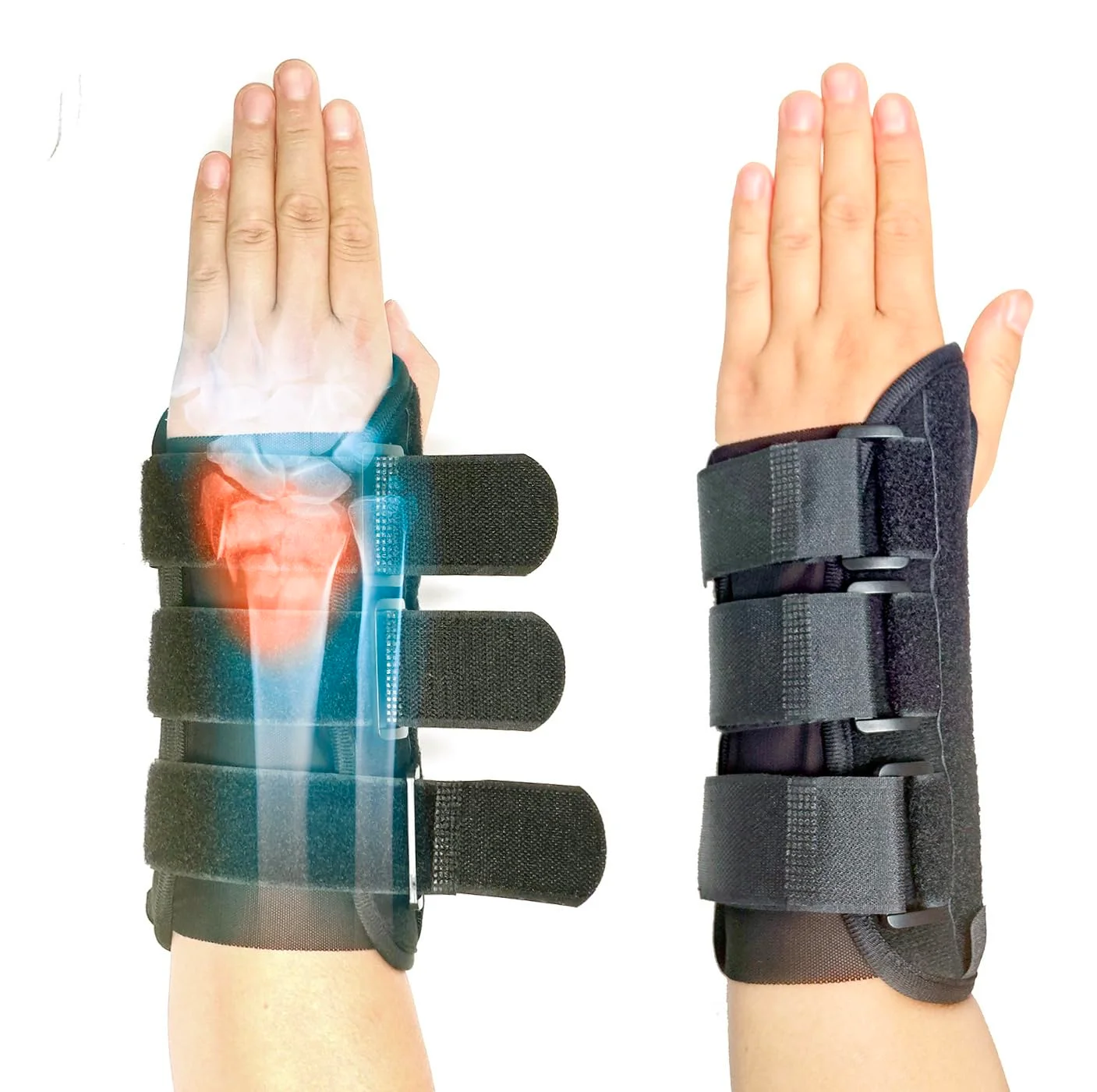Carpal Tunnel Wrist Brace Night Support Fit for Work, Pain Relief Wrist Splint for Tendonitis, Sprain, Strain, Rigid Hand Brace for Arthritis for Women and Men Right Hand (M/L)-Black