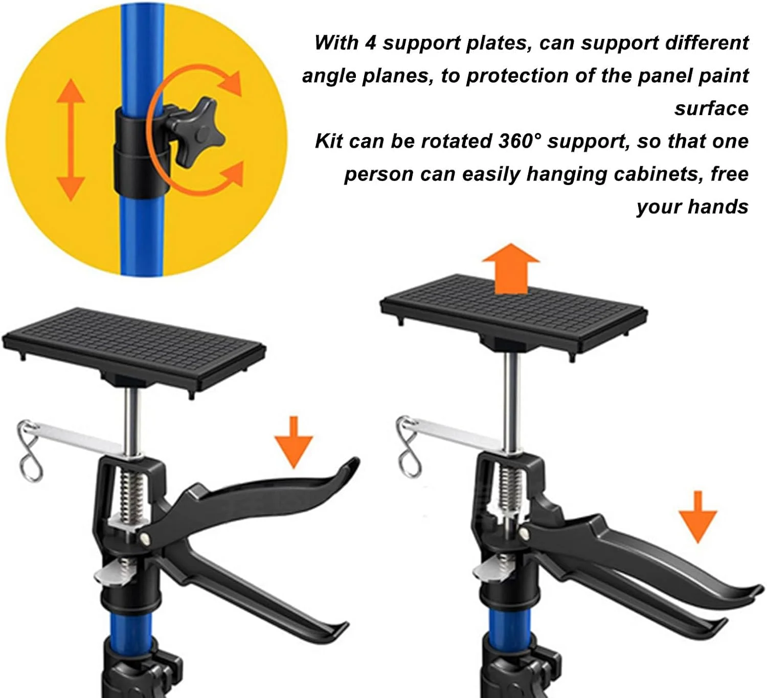 میله نگهدارنده کابینت BROLEO، میله تلسکوپی استیل ضد زنگ 50-115 سانتی متری، سیستم دستیار سوم قابل تنظیم برای جک کابینت، میله باربری