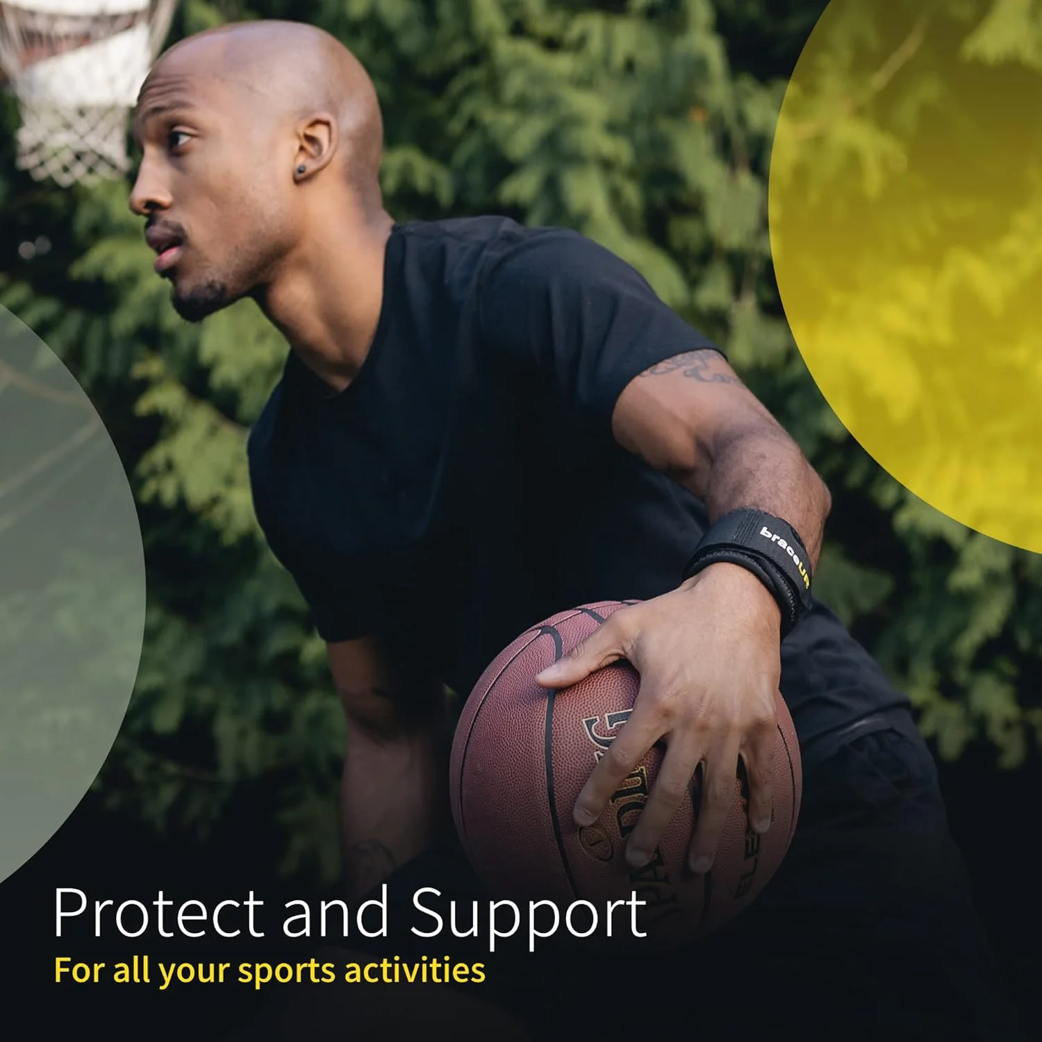 بند فشاری مچ دست BraceUP - مچ بند، مناسب برای تاندونیت، تنیس، باشگاه، تمرین، سایز قابل تنظیم (نقره ای)، 1 عدد