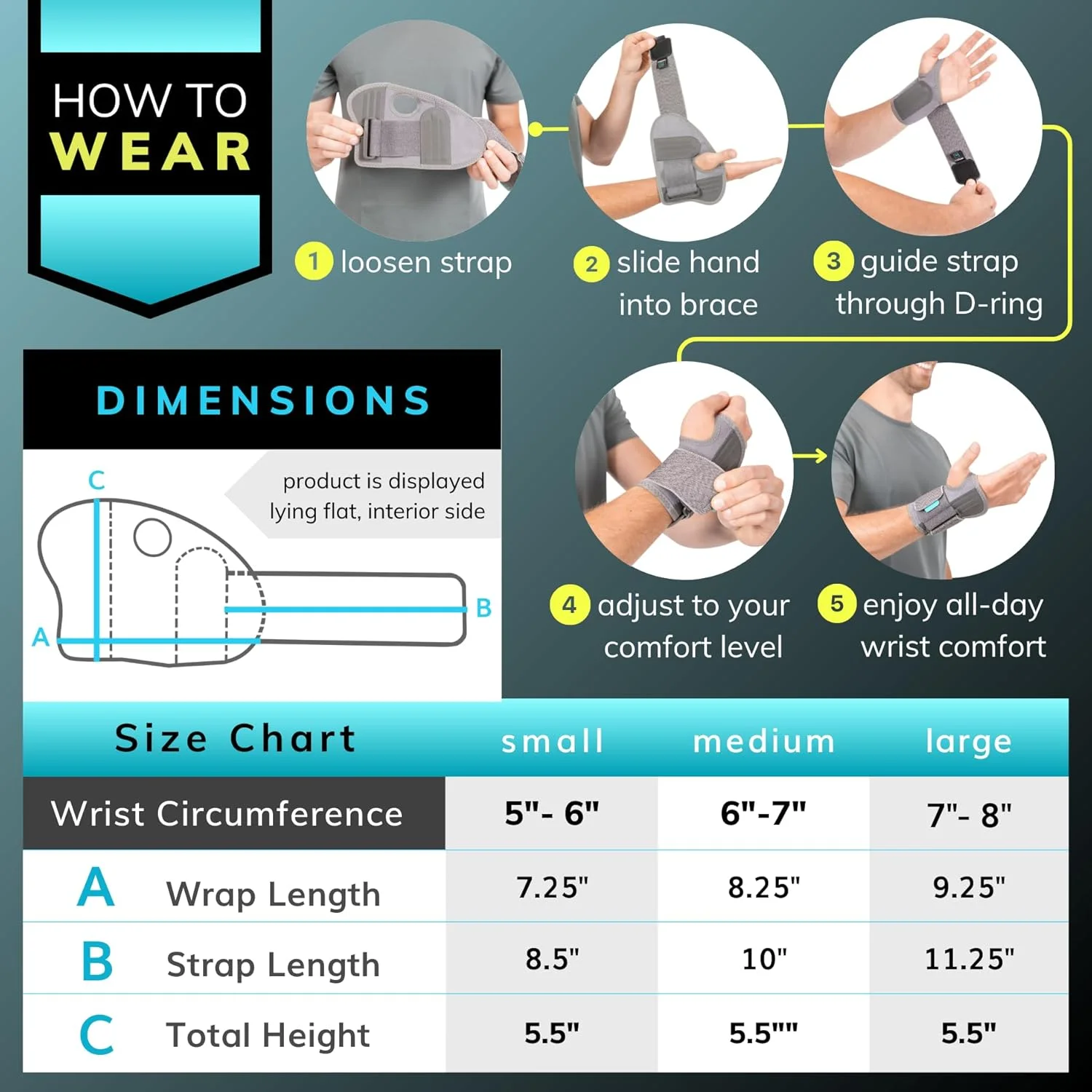 مچ بند طبی BraceAbility برای مردان و زنان - مچ بند تنیس و پیکل بال، تسکین آسیب های ورزشی، بهبود پیچ خوردگی مچ دست، حمایت از تاندونیت، دوچرخه سواری، والیبال، گلف - دست راست (کوچک)