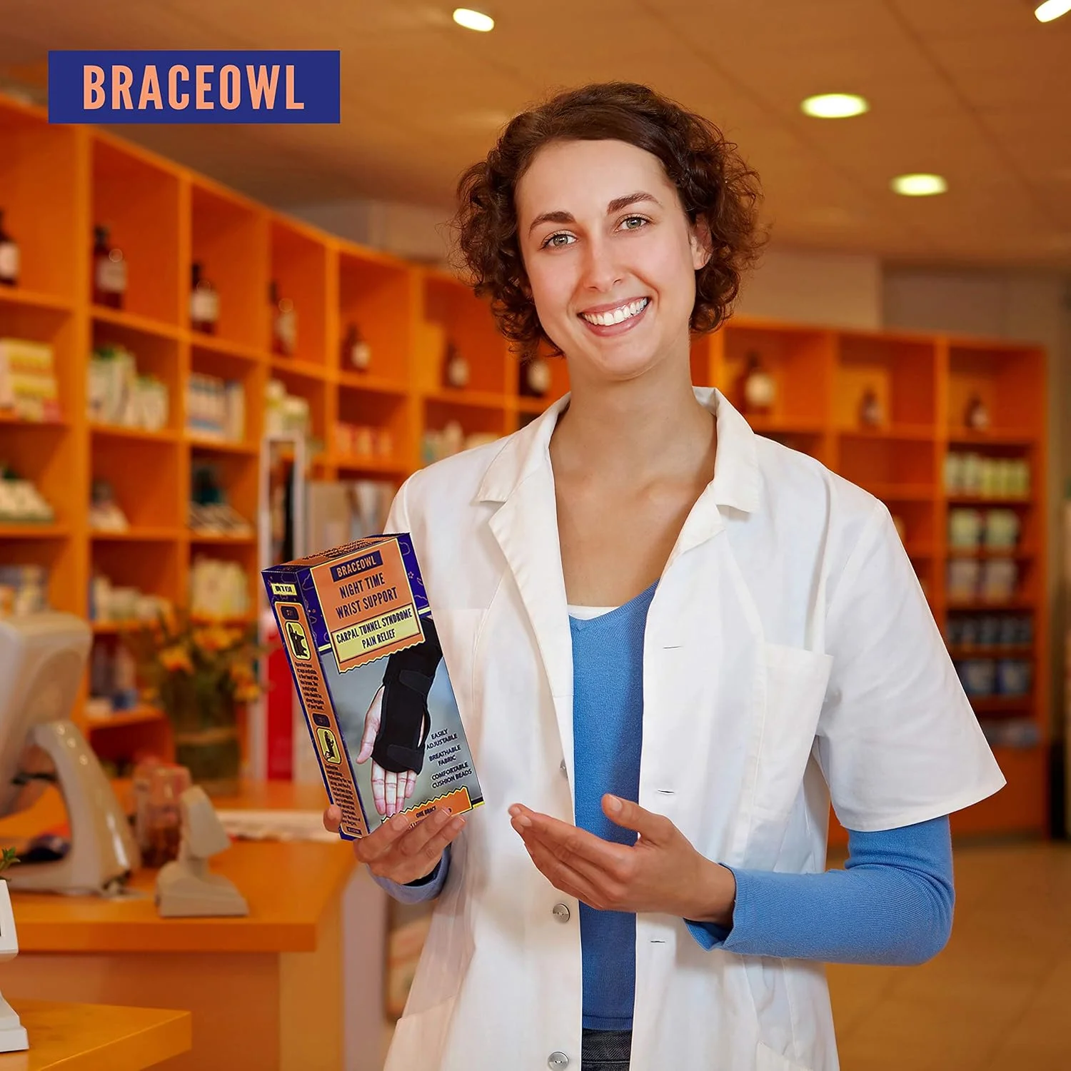 مچ بند BRACEOWL برای سندرم تونل کارپال، آتل پشتیبان خواب شبانه - مناسب دست راست یا دست چپ، تسکین درد، مچ بند حمایتی برای زنان و مردان.