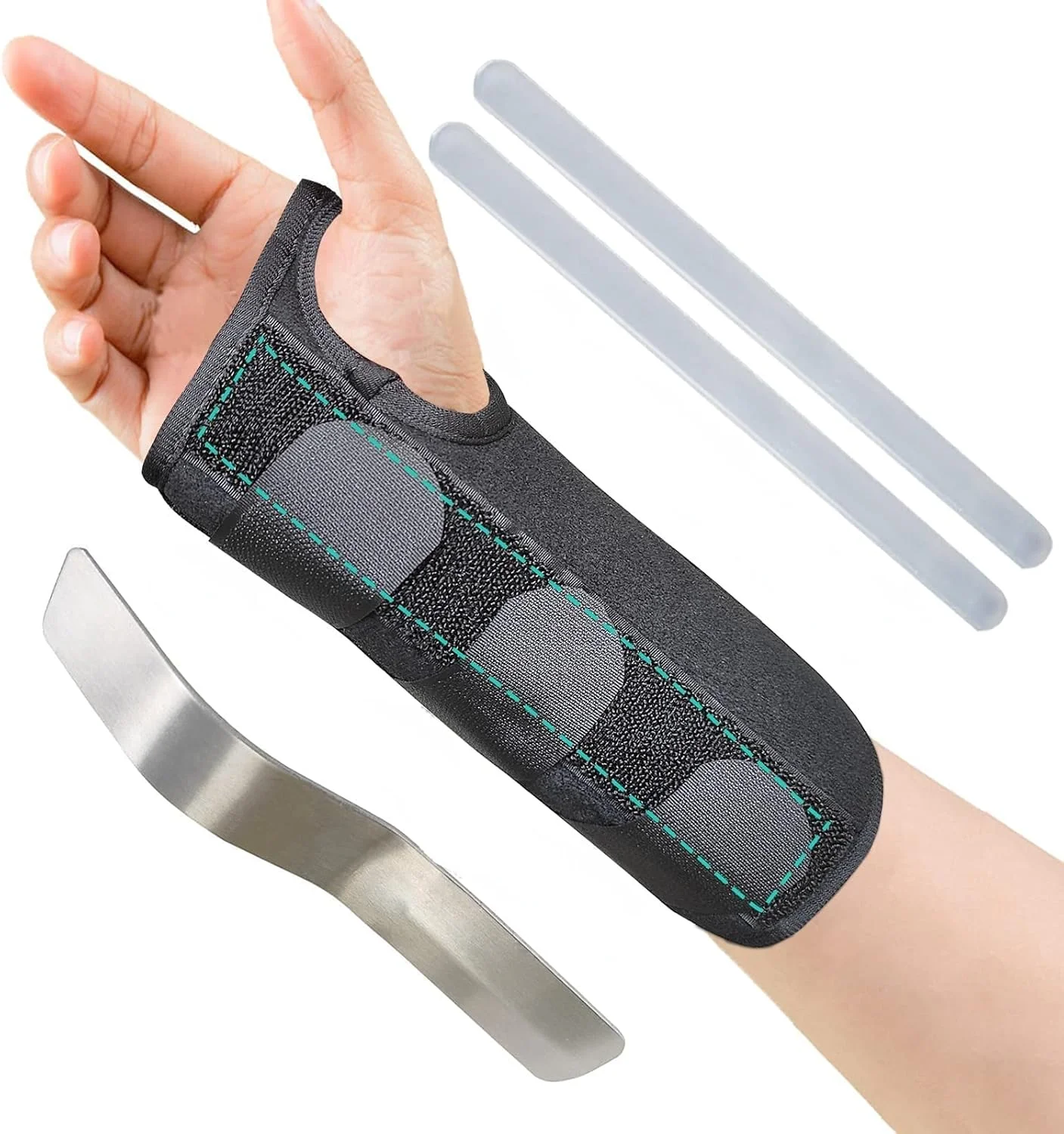 مچ بند تونل کارپال برای دست چپ و راست، آتل مچ دست خواب قابل تنفس، مچ بند ساپورت دست قابل تنظیم با آتل فلزی قابل جابجایی برای تسکین ناراحتی مچ دست، تاندونیت (کوچک، دست چپ)