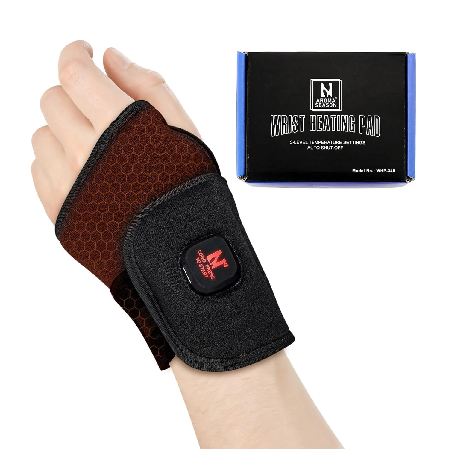 پد گرمایشی دست آرما سیزن، پد گرمایشی بی سیم برای تسکین سندرم تونل کارپال، مچ بند گرمایشی دست، مچ بند برای بیماری دکوروان با باتری قابل شارژ 3000 میلی آمپر ساعت (مشکی)