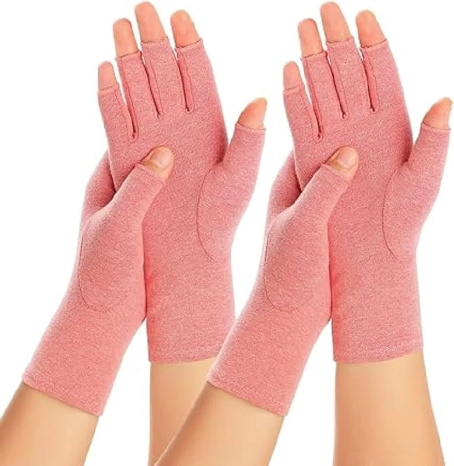 دستکش های فشاری آرتروز برای زنان و مردان، تسکین درد تونل کارپال، بدون انگشت برای تایپ کردن (2 جفت)