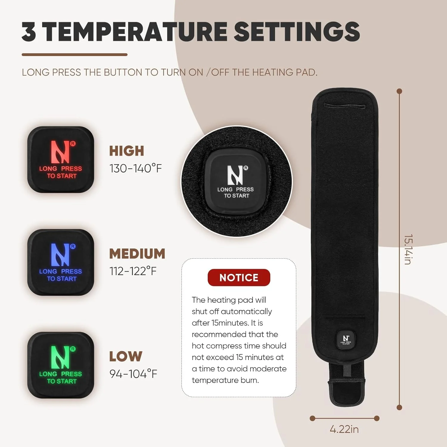 پد گرمایشی دست آرما سیزن، پد گرمایشی بی سیم برای تسکین سندرم تونل کارپال، مچ بند گرمایشی دست، مچ بند برای بیماری دکوروان با باتری قابل شارژ 3000 میلی آمپر ساعت (مشکی)