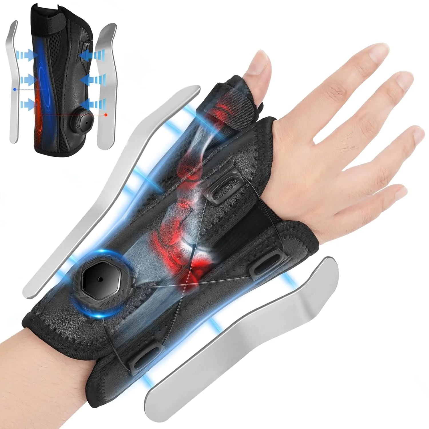 مچ بند برای سندرم تونل کارپال، مچ بند انگشت شست برای درد و حمایت از آرتروز، آتل انگشت شست دست راست برای تنوسینوویت دکوروان، تاندونیت، تثبیت کننده انگشت شست، متوسط/بزرگ - برای مردان و زنان