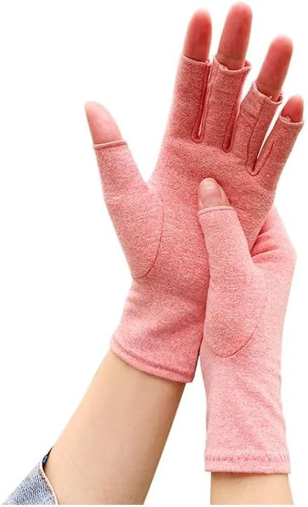 دستکش های فشاری آرتروز برای زنان و مردان، تسکین درد تونل کارپال، بدون انگشت برای تایپ کردن (2 جفت)
