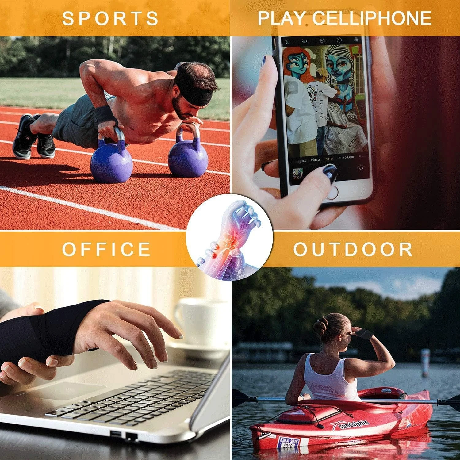 مچ بند آپوتوئه، بسته 2 عددی، پشتیبانی قابل تنظیم برای مردان و زنان، مچ بند تنفسی برای تسکین درد تونل کارپال، تاندونیت و آرتریت، دست راست و چپ، سایز آزاد