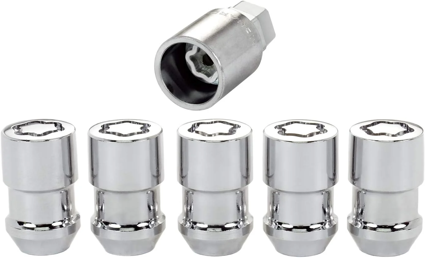 قفل چرخ مک گارد 24538 با نشیمنگاه مخروطی کرومی (سایز رزوه 1/2 اینچ - 20) - مجموعه 5 عددی قفل چرخ مک گارد 24538 با نشیمنگاه مخروطی کرومی (سایز رزوه 1/2 اینچ - 20) - مجموعه 5 عددی