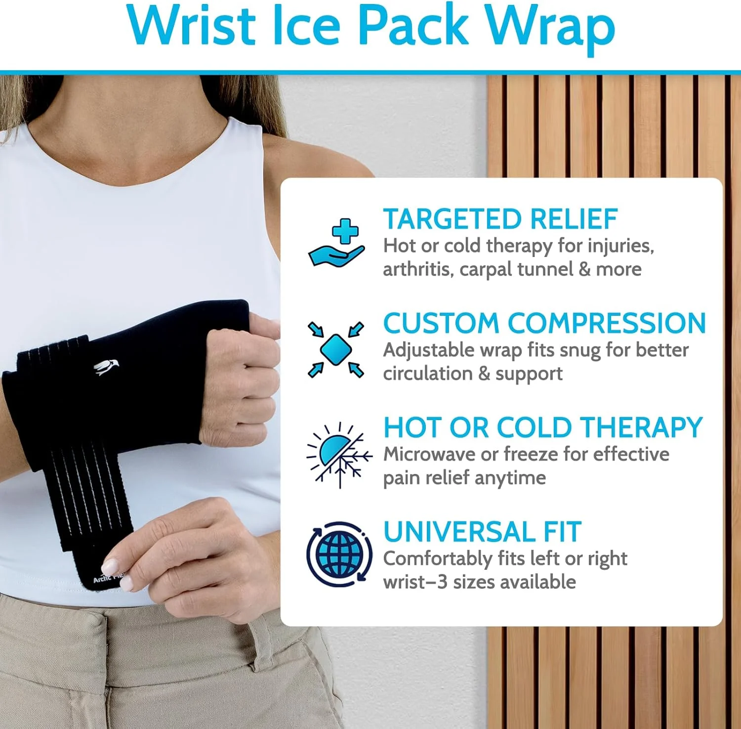 کمپرس یخ مچی Arctic Flex - درمان قوی گرما و سرما - آستین انجماد انگشت شست و دست قابل استفاده مجدد - برای آرتروز، سندرم تونل کارپال، تاندونیت، جراحی، رگ به رگ شدن و تسکین درد (مناسب چپ و راست)
