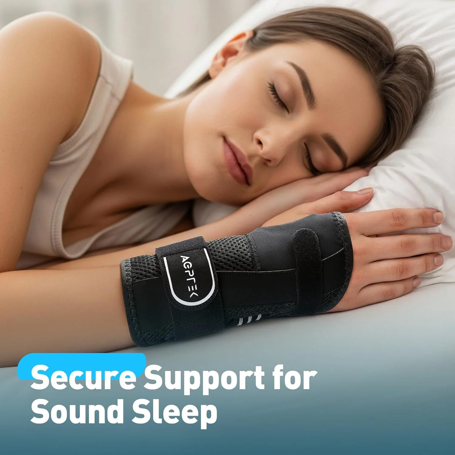 مچ بند طبی AGPTEK برای سندرم تونل کارپال، مناسب آقایان و بانوان، مچ بند طبی خواب شبانه با 2 آتل، مچ بند تسکین درد دست برای آرتروز، رگ به رگ شدن و تاندونیت، مچ بند قابل تنظیم برای دست چپ (S/M، مشکی)