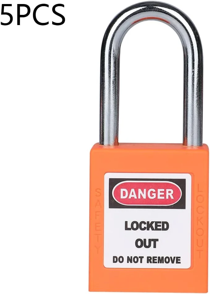 کیت قفل گذاری و برچسب گذاری 5 تکه، قفل های ایمنی بادوام، قفل های ایمنی، قفل های صنعتی، نارنجی
