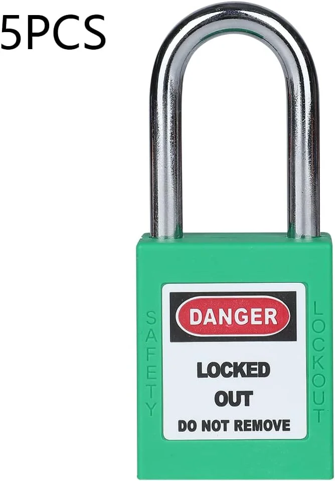 کیت قفل گذاری و برچسب گذاری 5 تکه، قفل ایمنی بادوام، قفل های صنعتی، سبز روشن