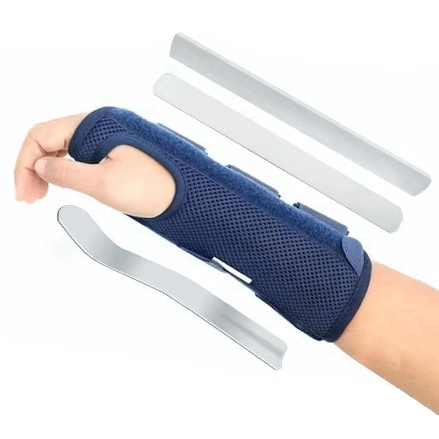 مچ بند برای سندرم تونل کارپال، مچ بند قابل تنظیم با آتل آلومینیومی، پشتیبانی از دست برای آرتروز، تسکین درد، تاندونیت، زنان و مردان، سایز بزرگ، دست راست، آبی سرمه ای، 1 عدد