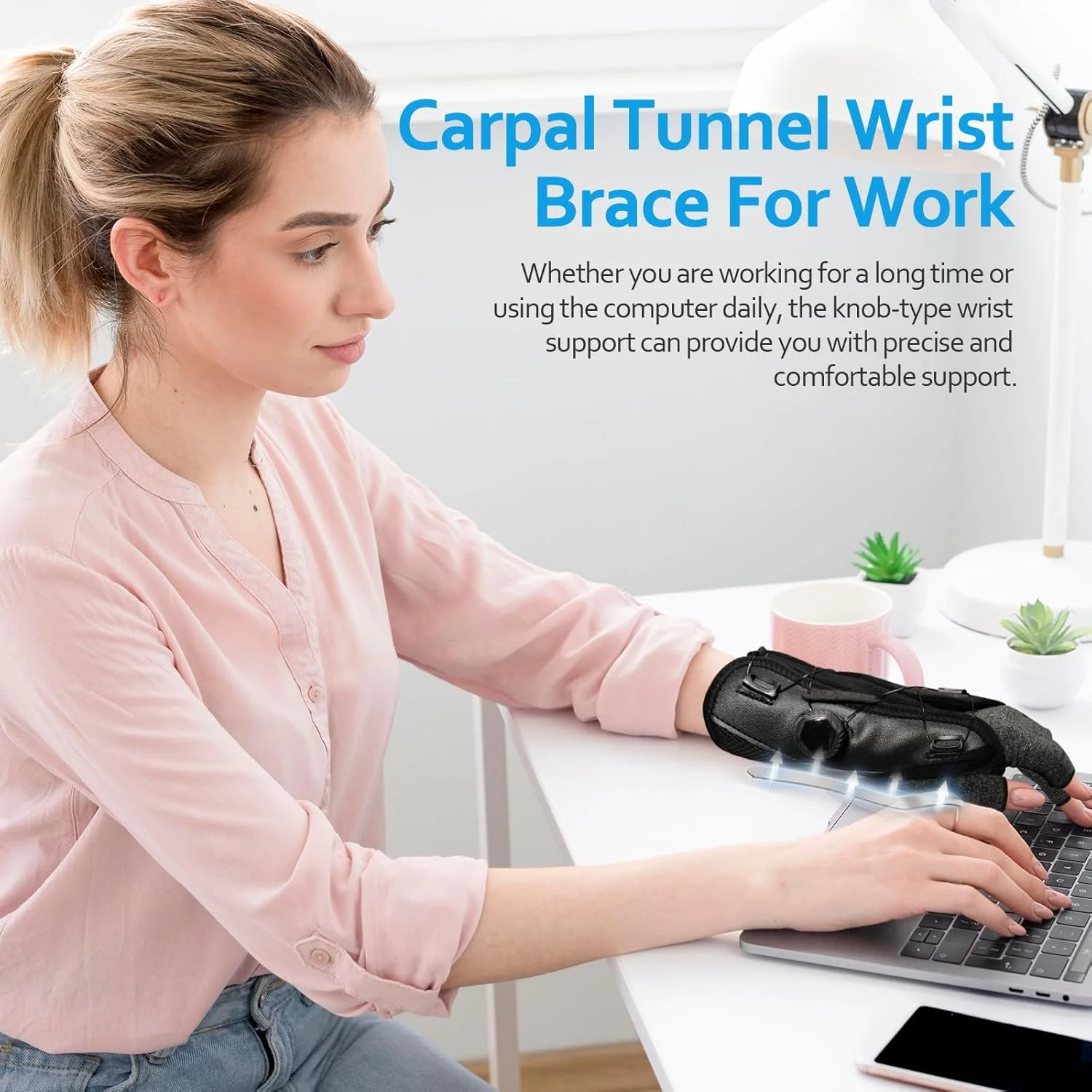 مچ بند تونل کارپال با دستگیره قابل تنظیم و آتل آلومینیومی | دستکش فشاری برای تاندونیت، رگ به رگ شدن، آرتروز، تسکین درد - مناسب دست راست/چپ، استفاده ورزشی و روزانه (1 عدد)