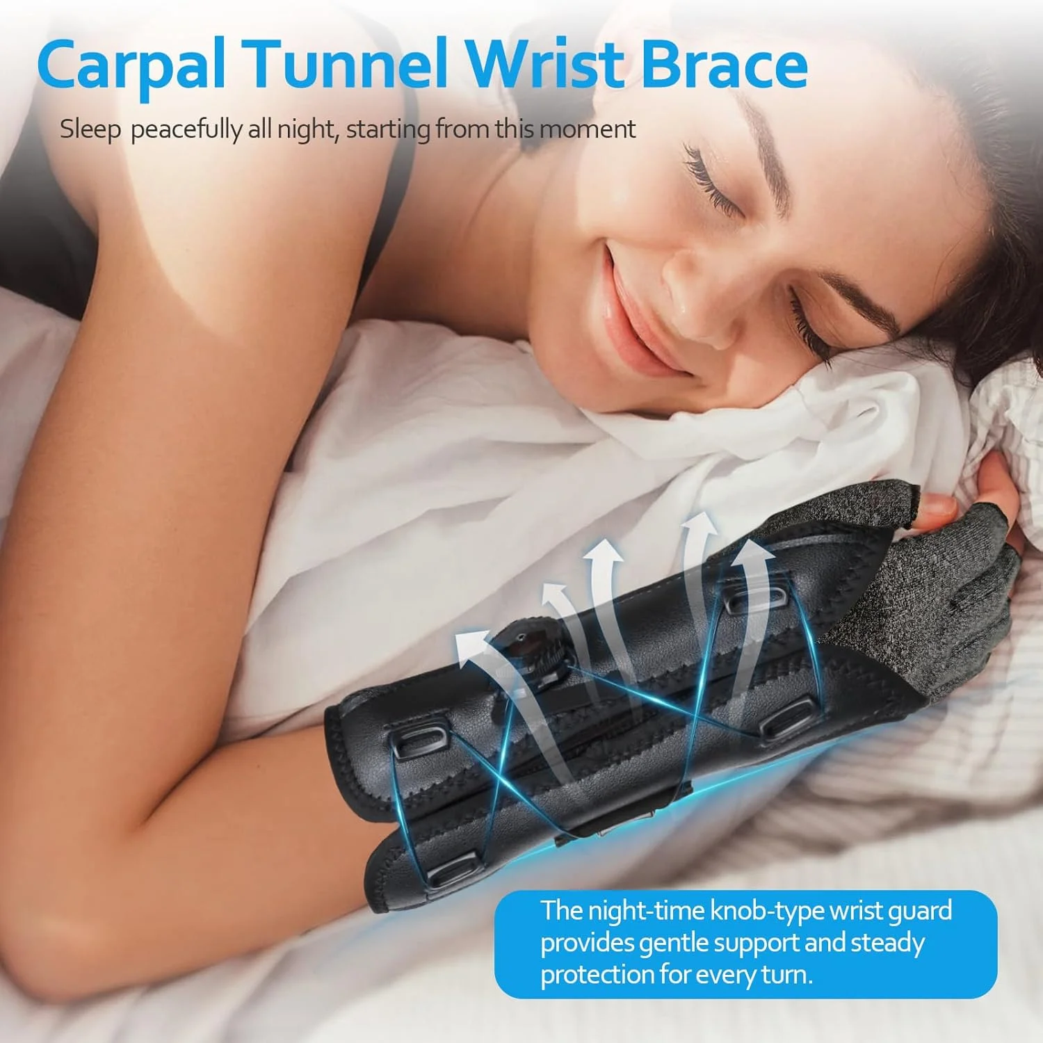 مچ بند تونل کارپال با دستگیره قابل تنظیم و آتل آلومینیومی | دستکش فشاری برای تاندونیت، رگ به رگ شدن، آرتروز، تسکین درد - مناسب دست راست/چپ، استفاده ورزشی و روزانه (1 عدد)