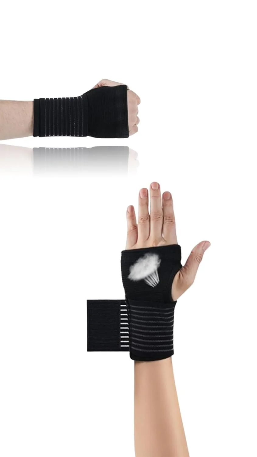 مچ بند قابل تنظیم سوییت سون، بسته 2 عددی، با بند برای آقایان و بانوان - تسکین درد و تاندونیت، پشتیبانی از فعالیت های ورزشی - دست چپ و راست - طراحی مشکی الاستیک