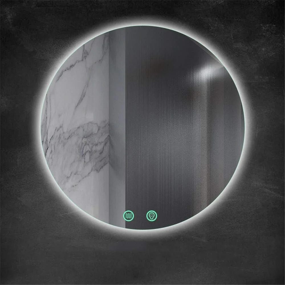 آینه گرد ضد آب LED حمام Zsmzbx، آینه آرایشی دیواری با نور پس زمینه ضد مه و قابلیت تنظیم نور، آینه روشویی مدرن حمام، 50 سانتی متر