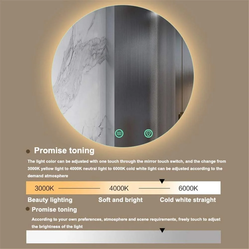 آینه گرد ضد آب LED حمام Zsmzbx، آینه آرایشی دیواری با نور پس زمینه ضد مه و قابلیت تنظیم نور، آینه روشویی مدرن حمام، 50 سانتی متر آینه گرد ضد آب LED حمام Zsmzbx، آینه آرایشی دیواری با نور پس زمینه ضد مه و قابلیت تنظیم نور، آینه روشویی مدرن حمام، 50 سانتی متر