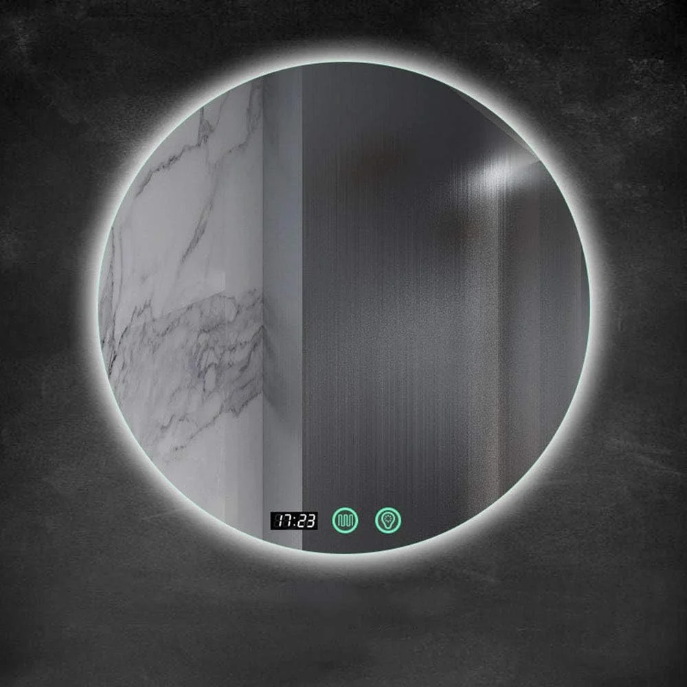 آینه گرد LED حمام Zsmzbx، آینه آرایشی دیواری، آینه روشویی LED ضد مه نورانی، تغییر دمای رنگ کلید لمسی دیمر، IP44، 80 سانتی متر