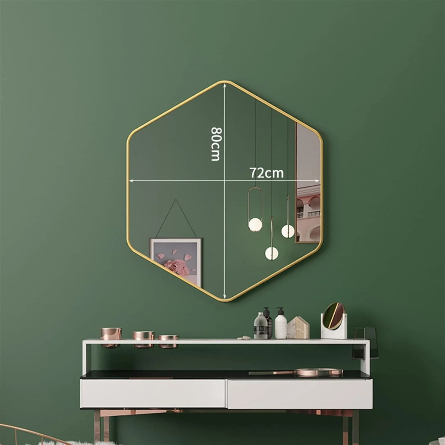 آینه ZKSKOX برای حمام، آینه بزرگ آرایشی، آینه تمام قد مناسب توالت و حمام (طلایی)