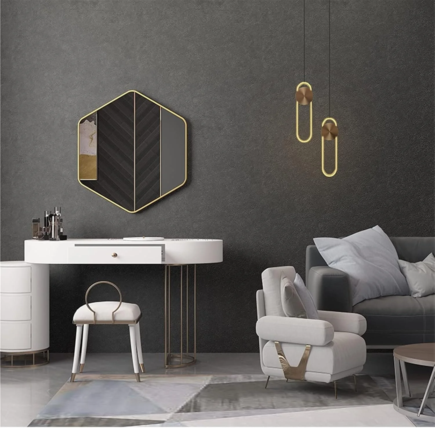 آینه ZKSKOX برای حمام، آینه بزرگ آرایشی، آینه تمام قد مناسب توالت و حمام (طلایی)