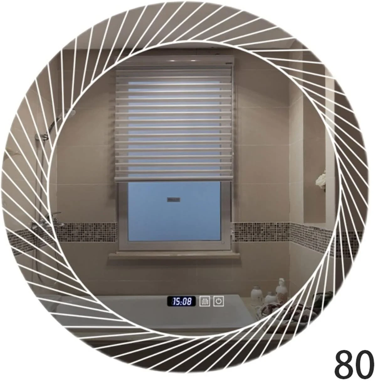 آینه حمام YYVVBBF آینه هوشمند حمام چراغ دار لمسی گرد ضد بخار نصب شده روی دیوار