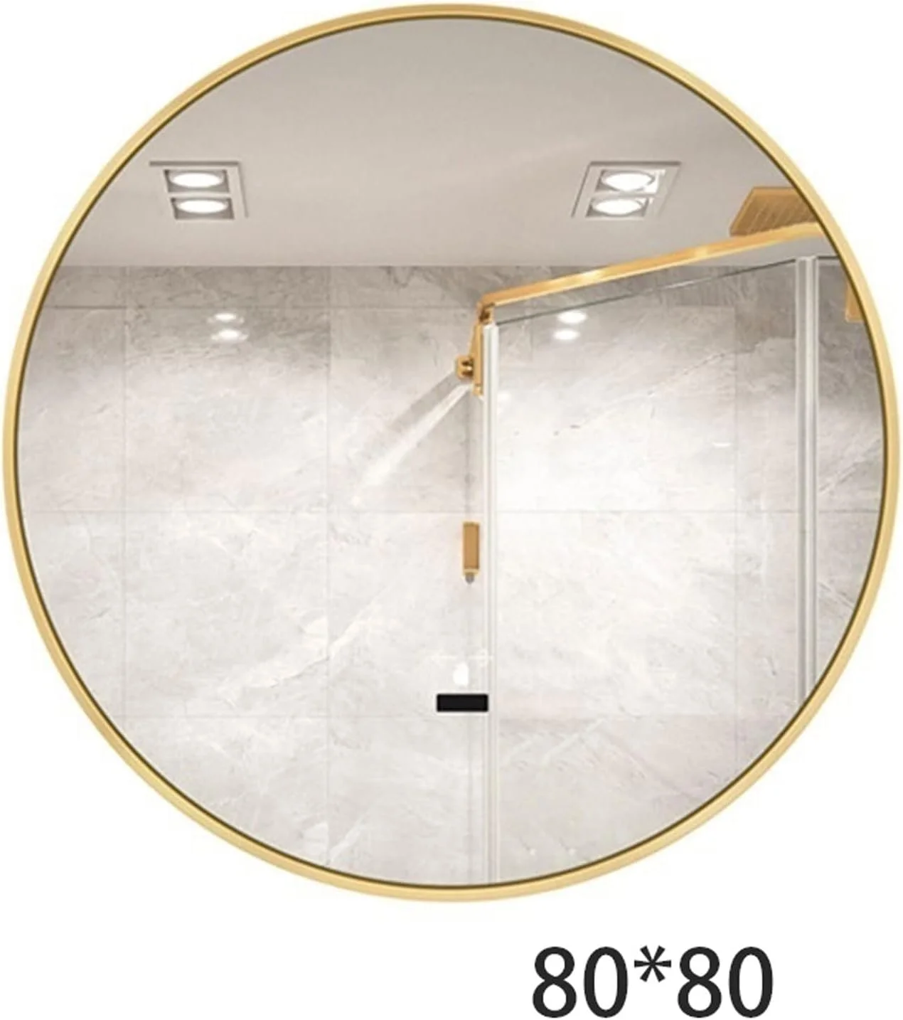 آینه حمام YYVVBBF آینه لمسی آویز چراغ دار آینه روشویی طلایی بدون بخار گرد