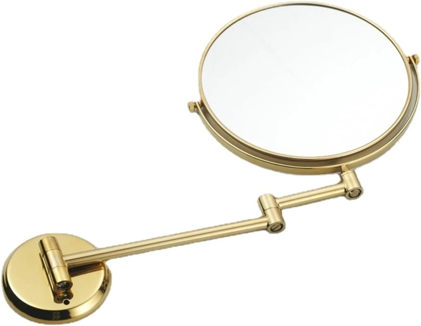 آینه حمام YYVVBBF دو طرفه تاشو برنجی برای اصلاح و آرایش، نصب شده روی دیوار با دو بازوی متحرک