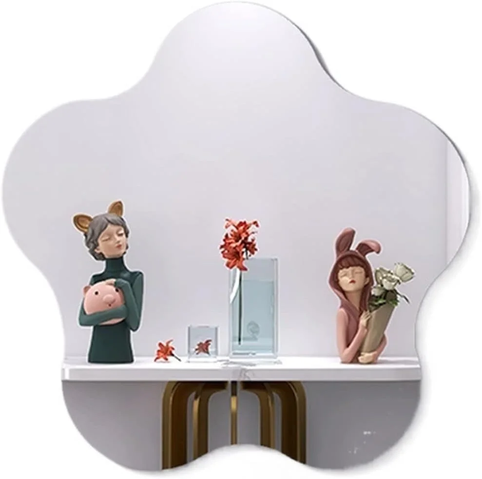 آینه حمام YYVVBBF نامنظم، آینه روشویی حمام آویز شفاف خود چسب آرایشی حمام