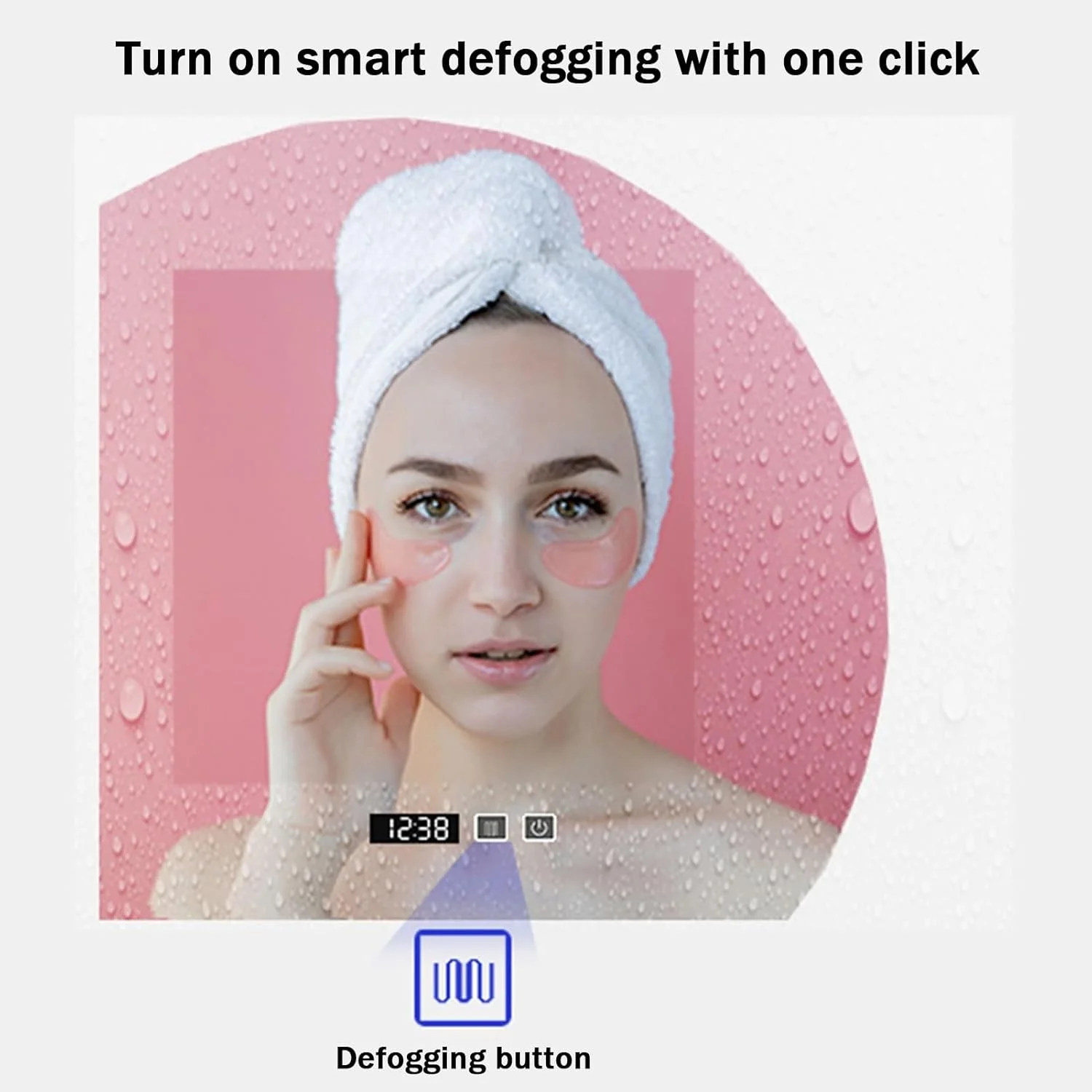 آینه نیم دایره ای حمام YVYKFZD، آینه آویز روشویی، آینه دیواری LED نامنظم ضد مه و نورپردازی شده، آینه قدی تزئینی با قابلیت تنظیم نور در 3 رنگ (رنگ: L، سایز: 44 اینچ/110 سانتی متر)