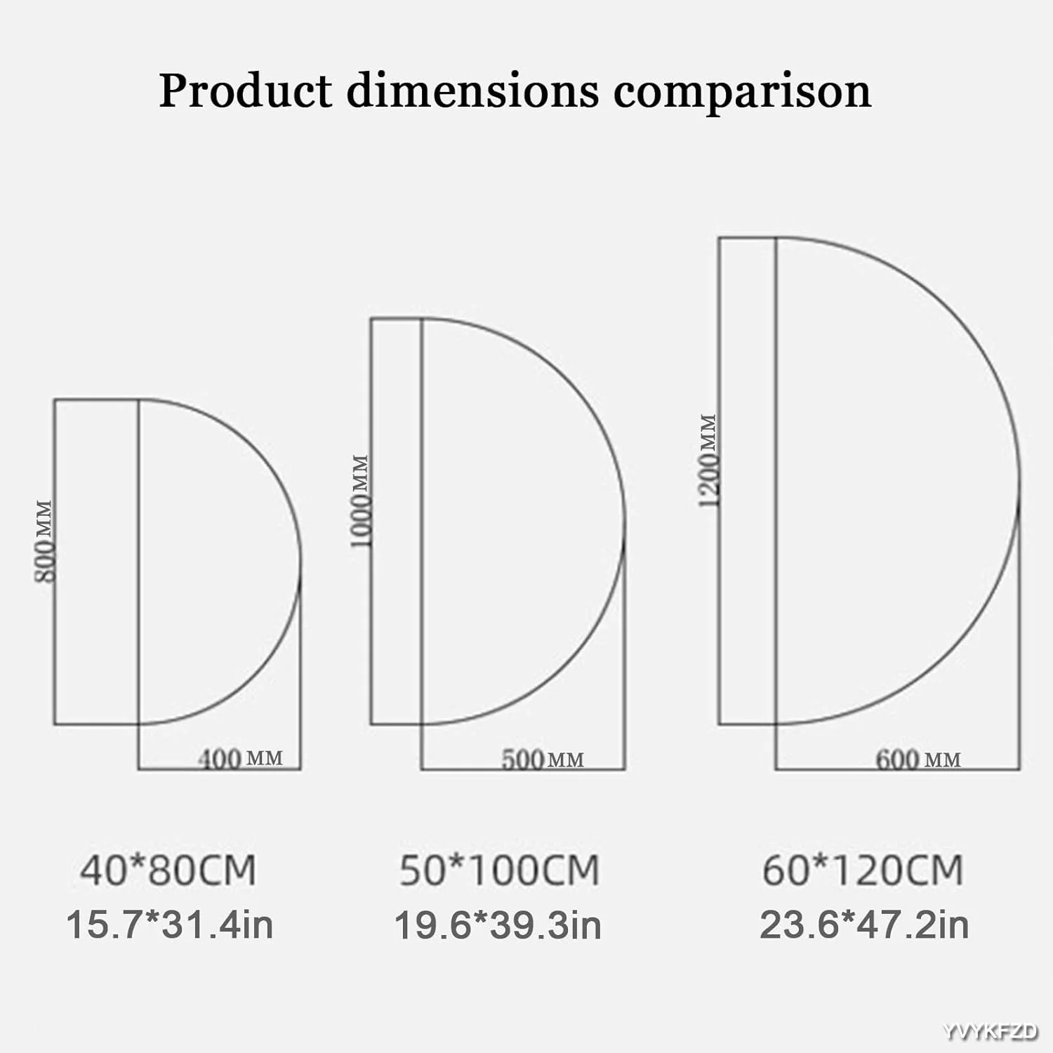 آینه حمام نیم دایره YVYKFZD، آینه روشویی LED با نور پس زمینه، آینه دیواری نامنظم نیمه ماه آویز، آینه تمام قد ضد مه (رنگ: برش راست، اندازه: 35x) آینه حمام نیم دایره YVYKFZD، آینه روشویی LED با نور پس زمینه، آینه دیواری نامنظم نیمه ماه آویز، آینه تمام قد ضد مه (رنگ: برش راست، اندازه: 35x)