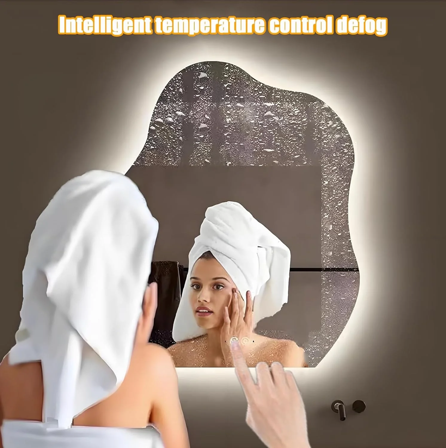 آینه حمام طرح ابر YVYKFZD، آینه دیواری LED با نورپردازی، آینه آرایشی نامنظم با قابلیت تنظیم نور در 3 رنگ، آینه تزئینی بزرگ ضد مه، ضد آب IP44 (نور جلو، 75x100 سانتی متر) آینه حمام طرح ابر YVYKFZD، آینه دیواری LED با نورپردازی، آینه آرایشی نامنظم با قابلیت تنظیم نور در 3 رنگ، آینه تزئینی بزرگ ضد مه، ضد آب IP44 (نور جلو، 75x100 سانتی متر)