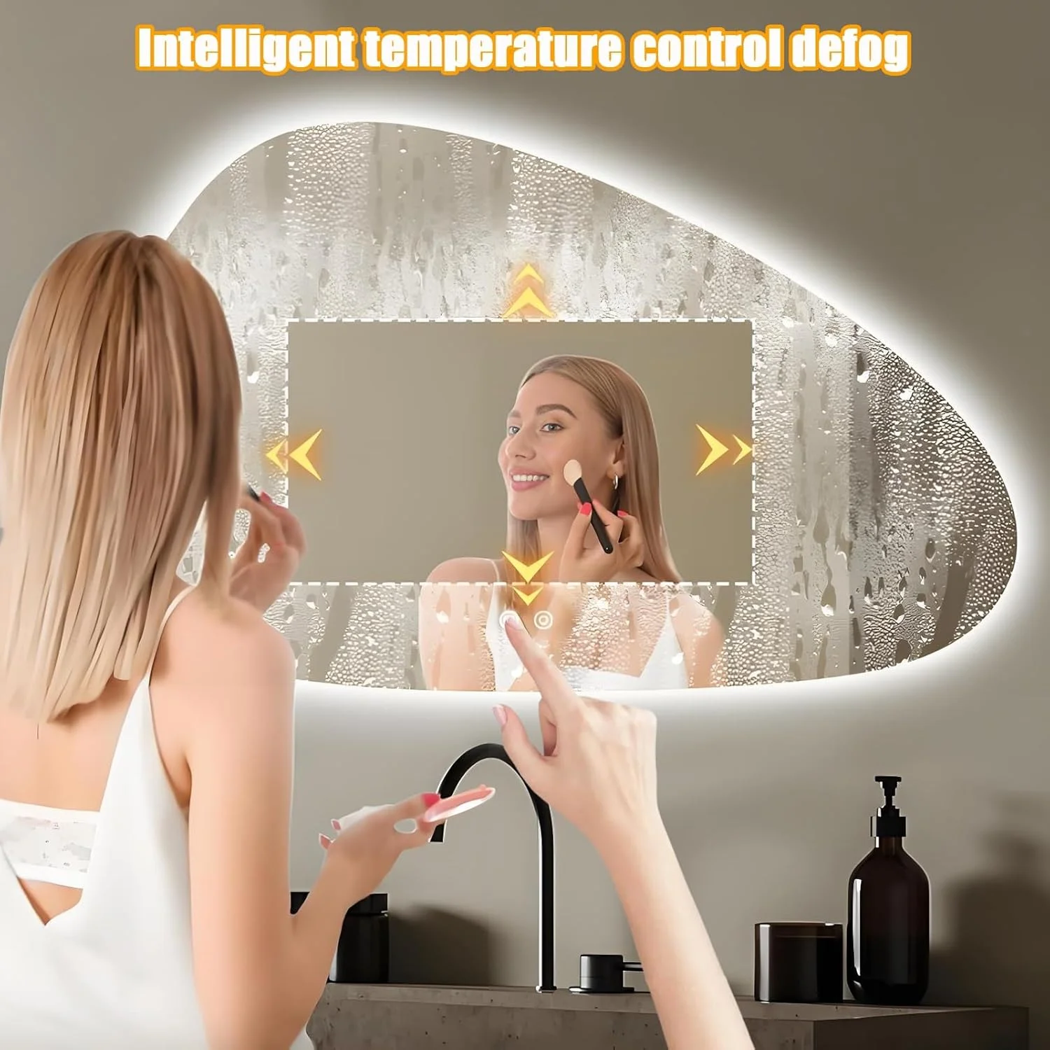 آینه حمام LED دار YVYKFZD، آینه روشویی نور پس زمینه نامنظم، آینه دیواری ضد مه هوشمند، آینه تزئینی با نور 3 رنگ، کلید لمسی (80x130 سانتی متر / 31.4"x51.1") آینه حمام LED دار YVYKFZD، آینه روشویی نور پس زمینه نامنظم، آینه دیواری ضد مه هوشمند، آینه تزئینی با نور 3 رنگ، کلید لمسی (80x130 سانتی متر / 31.4"x51.1")