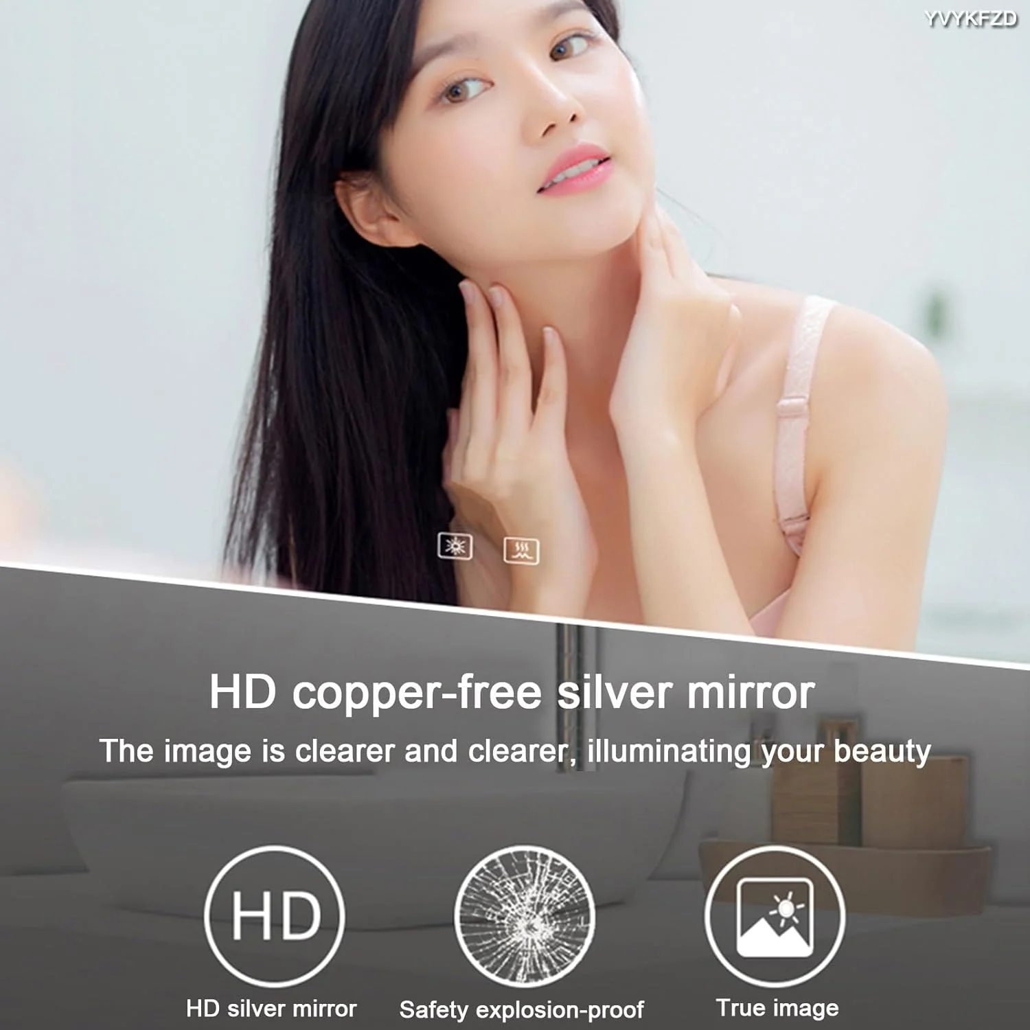 آینه حمام LED دار YVYKFZD، آینه دیواری بزرگ مستطیلی، آینه روشویی ضد مه آویز، 3 رنگ قابل تنظیم، کلید لمسی حسگر (رنگ: A1، اندازه: 100x75cm/39.3x29.5in) آینه حمام LED دار YVYKFZD، آینه دیواری بزرگ مستطیلی، آینه روشویی ضد مه آویز، 3 رنگ قابل تنظیم، کلید لمسی حسگر (رنگ: A1، اندازه: 100x75cm/39.3x29.5in)