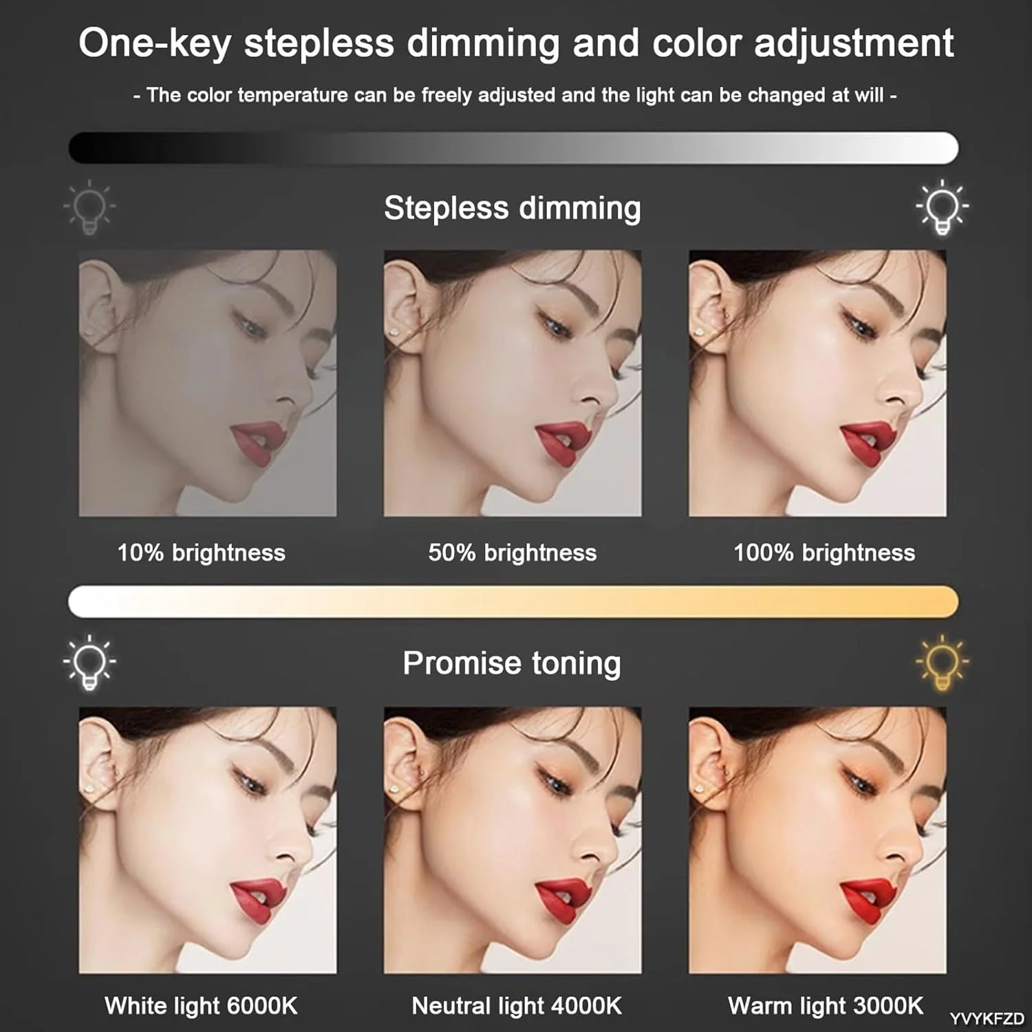 آینه حمام LED روشن YVYKFZD، آینه ضد بخار، آینه دیواری بزرگ گوشه گرد هوشمند با قابلیت تنظیم نور در 3 رنگ، مناسب برای حمام، اتاق خواب، ورودی (رنگ: A، اندازه: 60cm/23.6in) آینه حمام LED روشن YVYKFZD، آینه ضد بخار، آینه دیواری بزرگ گوشه گرد هوشمند با قابلیت تنظیم نور در 3 رنگ، مناسب برای حمام، اتاق خواب، ورودی (رنگ: A، اندازه: 60cm/23.6in)