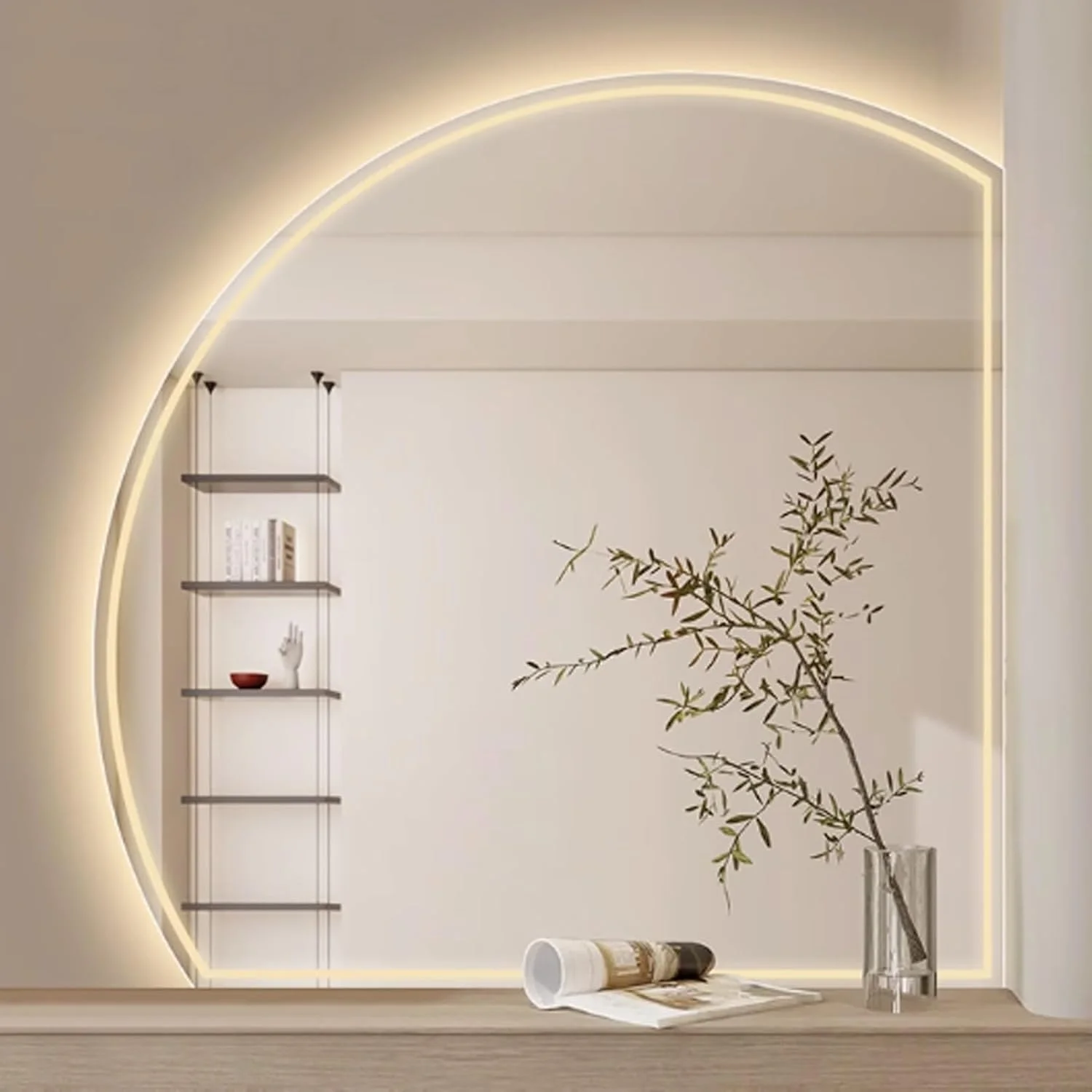 آینه حمام نیمه ماه YVYKFZD، آینه روشویی LED دیمر شونده، آینه دیواری نیم دایره ضد مه، آینه تزئینی هوشمند با نور 3 رنگ، کلید لمسی (برش زیر سمت راست، 100cm/40") آینه حمام نیمه ماه YVYKFZD، آینه روشویی LED دیمر شونده، آینه دیواری نیم دایره ضد مه، آینه تزئینی هوشمند با نور 3 رنگ، کلید لمسی (برش زیر سمت راست، 100cm/40")