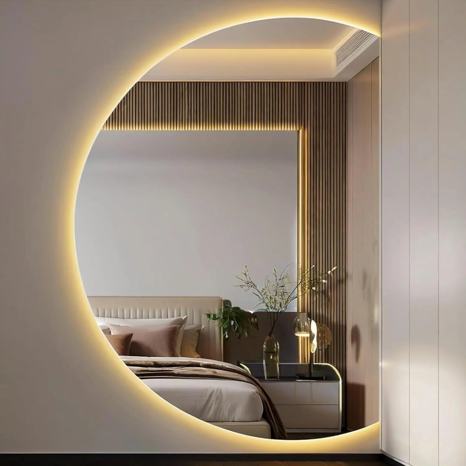 آینه حمام نیمه ماه YVYKFZD، آینه دیواری بزرگ LED با نورپردازی، آینه آرایشی با قابلیت تنظیم نور در 3 رنگ، آینه تزئینی ضد مه با نور پس زمینه و کلید لمسی هوشمند (برش راست، 110x70 سانتی متر) آینه حمام نیمه ماه YVYKFZD، آینه دیواری بزرگ LED با نورپردازی، آینه آرایشی با قابلیت تنظیم نور در 3 رنگ، آینه تزئینی ضد مه با نور پس زمینه و کلید لمسی هوشمند (برش راست، 110x70 سانتی متر)