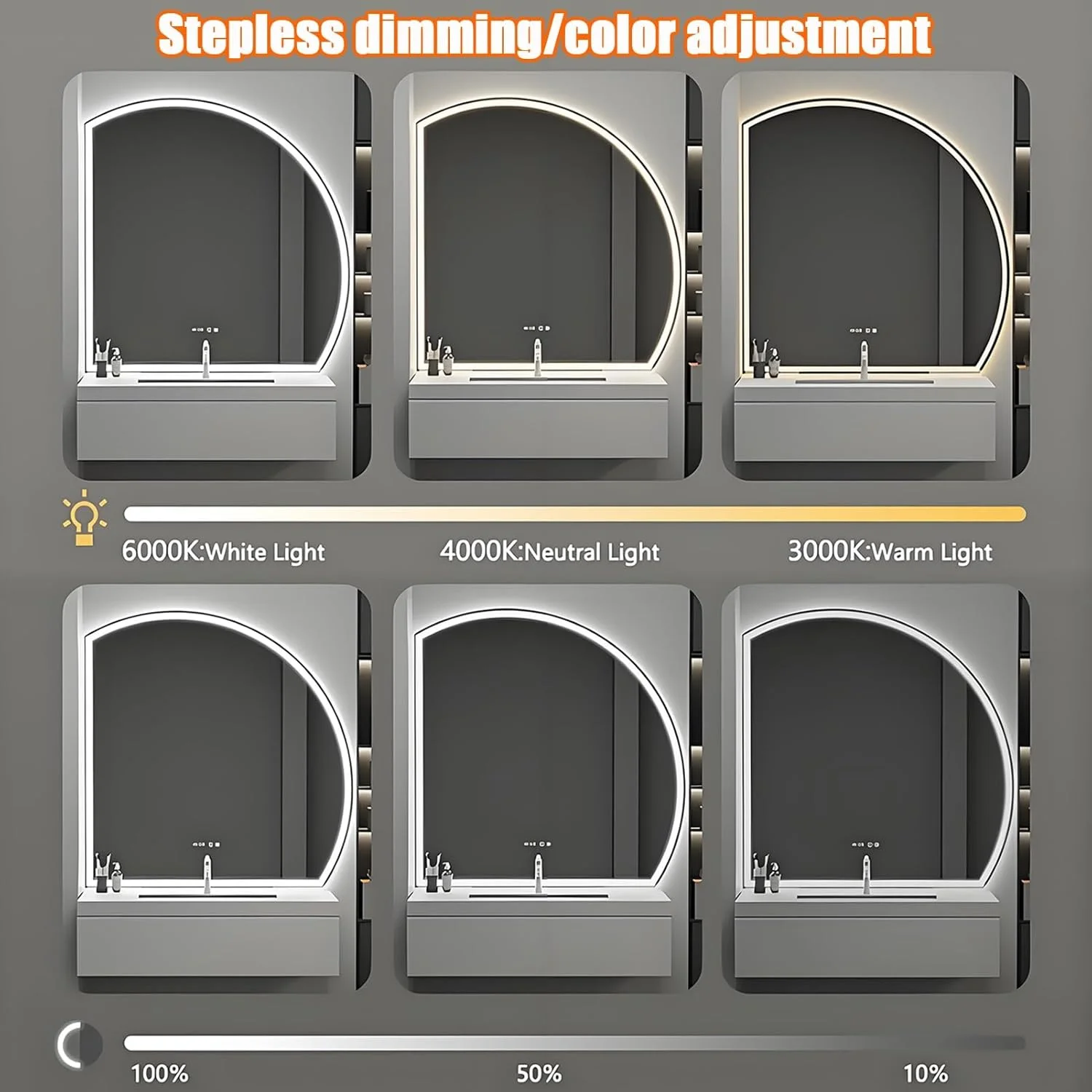 آینه حمام نیمه ماه YVYKFZD، آینه روشویی LED دیمر شونده، آینه دیواری نیم دایره ضد مه، آینه تزئینی هوشمند با نور 3 رنگ، کلید لمسی (برش زیر سمت راست، 100cm/40") آینه حمام نیمه ماه YVYKFZD، آینه روشویی LED دیمر شونده، آینه دیواری نیم دایره ضد مه، آینه تزئینی هوشمند با نور 3 رنگ، کلید لمسی (برش زیر سمت راست، 100cm/40")