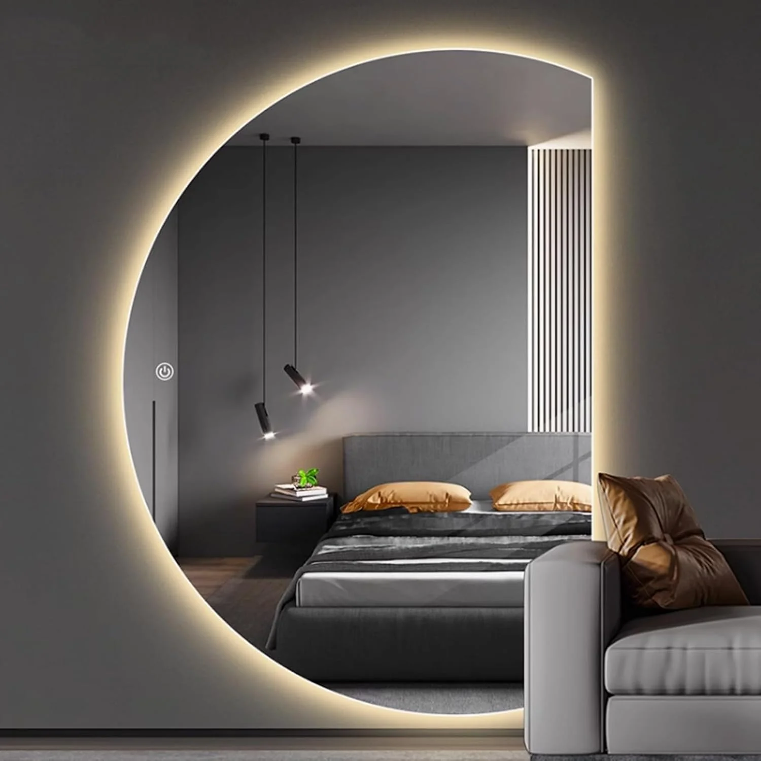 آینه حمام نیمه ماه YVYKFZD، آینه دیواری LED روشن، آینه آرایشی کم نور با 3 رنگ، آینه آرایشی بزرگ ضد مه هوشمند، آینه تزئینی نور پس زمینه ورودی (برش راست، 100x70 سانتی متر / 39.4"x27.6") آینه حمام نیمه ماه YVYKFZD، آینه دیواری LED روشن، آینه آرایشی کم نور با 3 رنگ، آینه آرایشی بزرگ ضد مه هوشمند، آینه تزئینی نور پس زمینه ورودی (برش راست، 100x70 سانتی متر / 39.4"x27.6")