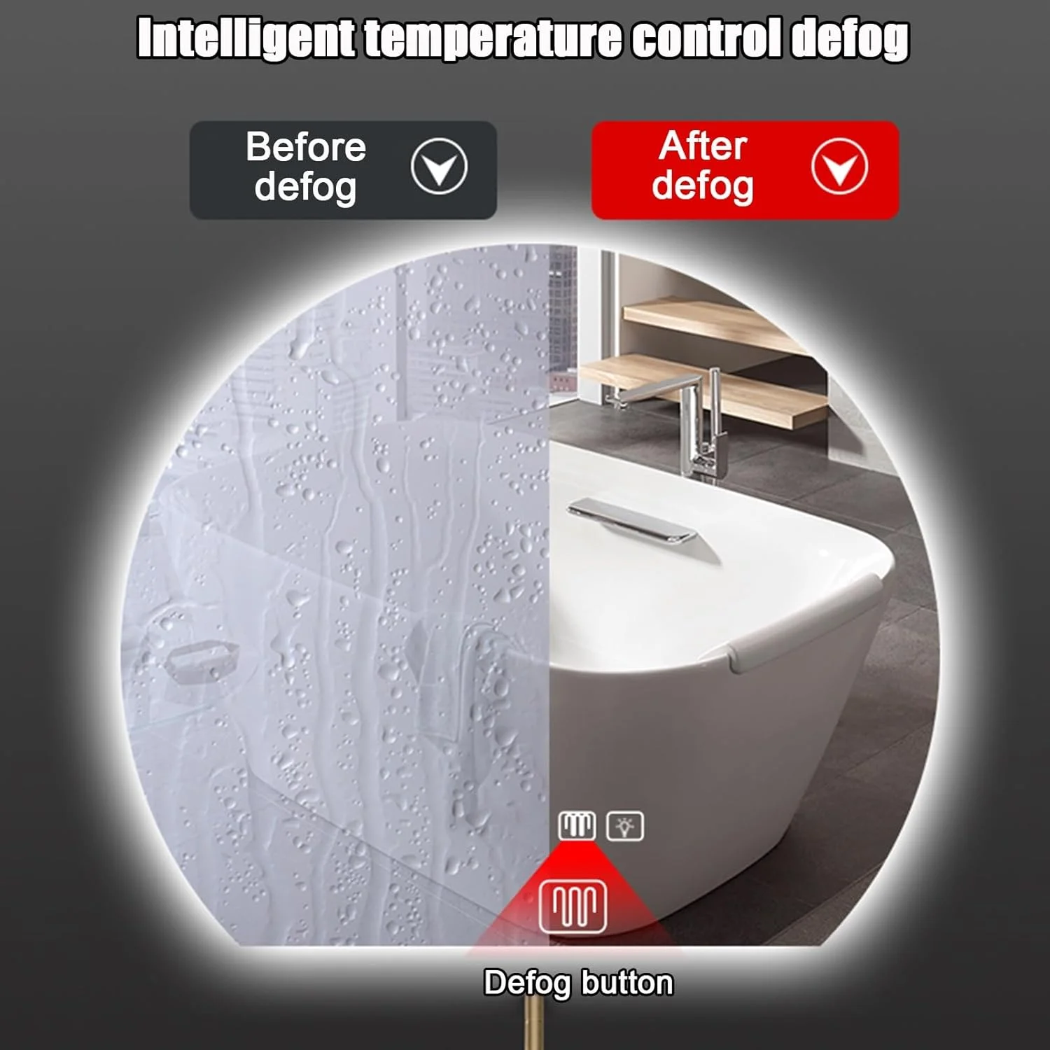 آینه حمام نیمه ماه YVYKFZD، آینه دیواری LED روشن، آینه آرایشی کم نور با 3 رنگ، آینه آرایشی بزرگ ضد مه هوشمند، آینه تزئینی نور پس زمینه ورودی (برش راست، 100x70 سانتی متر / 39.4"x27.6")