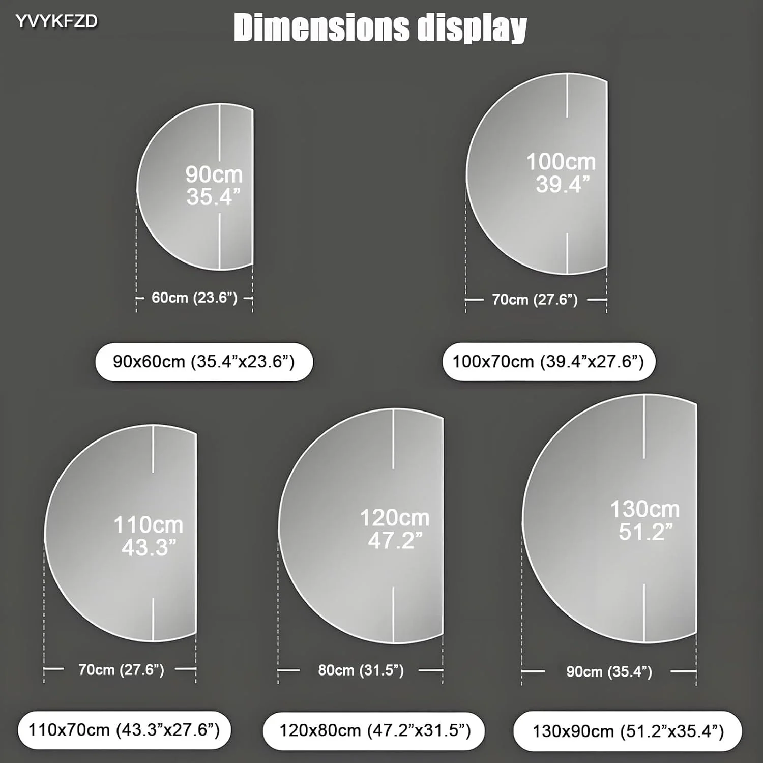 آینه حمام نیمه ماه YVYKFZD، آینه روشویی LED با نور پس زمینه، آینه دیواری بزرگ ضد مه، آینه تزئینی بدون قاب با نور پس زمینه، 3 رنگ قابل تنظیم با کلید لمسی (برش سمت چپ، 100x70 سانتی متر / 39.4"x27.6") آینه حمام نیمه ماه YVYKFZD، آینه روشویی LED با نور پس زمینه، آینه دیواری بزرگ ضد مه، آینه تزئینی بدون قاب با نور پس زمینه، 3 رنگ قابل تنظیم با کلید لمسی (برش سمت چپ، 100x70 سانتی متر / 39.4"x27.6")