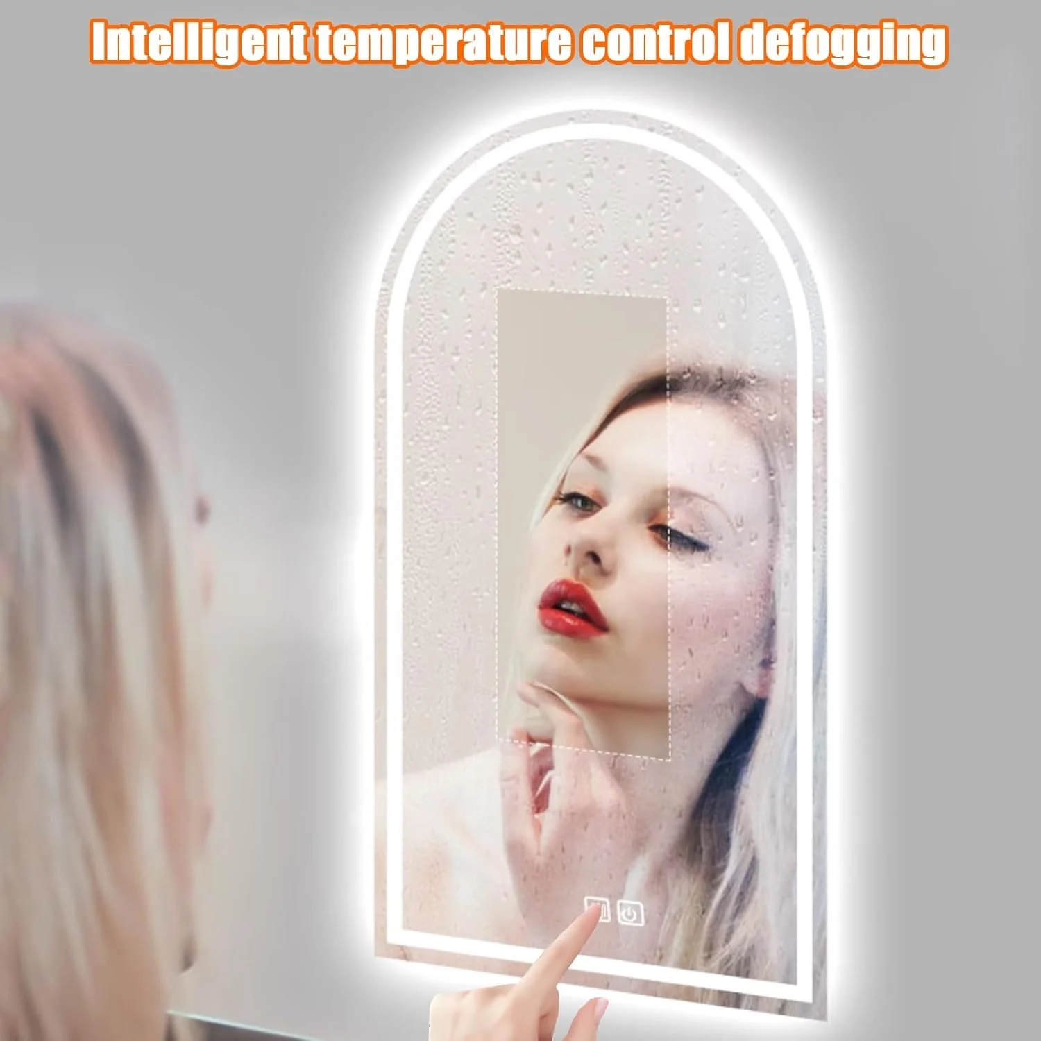 آینه قدی کمانی LED مدل YVYKFZD، آینه روشویی با قابلیت تنظیم نور در 3 رنگ، آینه دیواری بزرگ ضد بخار، آینه تزئینی هوشمند بدون قاب با نور پس زمینه، مناسب برای اتاق خواب، اتاق نشیمن، ورودی (برش راست، 60x90 سانتی متر / 23.6"x3)